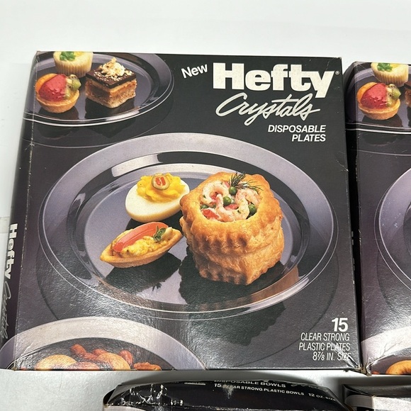 Hefty Crystals Disposable Plates And Bowls Clear See Thru Vintage 1990's Set - Picture 3 of 7